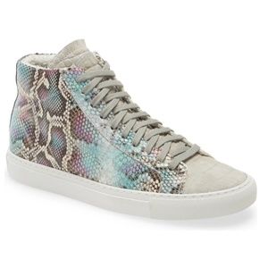 P448 Star Embossed High Top Sneaker, 36, Ice Snake Print